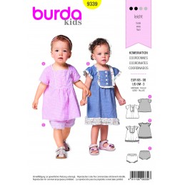 Burda Sewing Pattern 9339 Style Infant Toddlers Summer Dress & Shorts