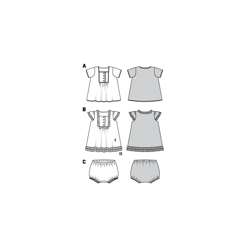 Burda Sewing Pattern 9339 Style Infant Toddlers Summer Dress & Shorts