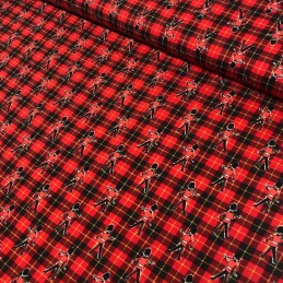 100% Japanese Cotton Fabric Sevenberry Tartan Check Queen's Guard Royal Red