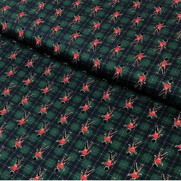 100% Japanese Cotton Fabric Sevenberry Tartan Check Queen's Guard Royal