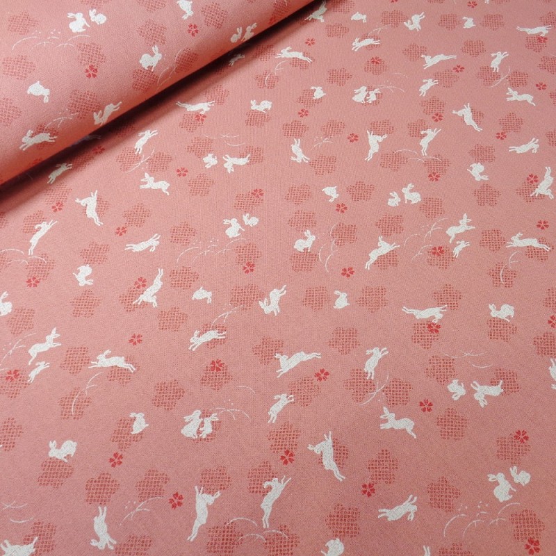 100% Japanese Cotton Fabric Sevenberry Nara Rabbits Floral Flower Field