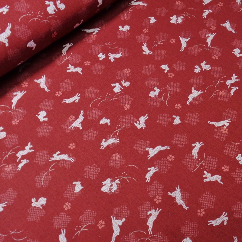 100% Japanese Cotton Fabric Sevenberry Nara Rabbits Floral Flower Field