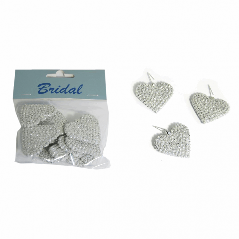 10x Glitter Solid Heart Hangers Embellishments Craft Cardmaking Scrapbooking Ivory