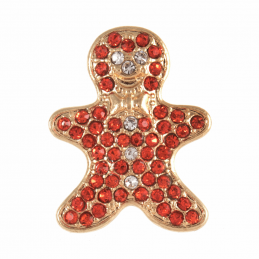 1 x Christmas Festive Xmas Diamante Loose Shank Back Button Buttons Gingerbread Man