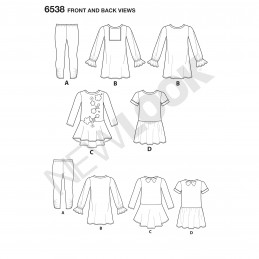 New Look Sewing Pattern 6538 Child's Knit Leggings and Dresses Tops Tunics
