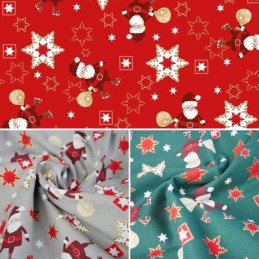 100% Cotton Fabric Chirstmas Santa Sowflake Celebration Festive Xmas  Festive 