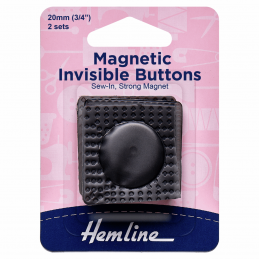 Hemline 2 x 20mm Magnetic Invisible Buttons Sew In Black