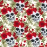 100% Cotton Poplin Fabric Rose & Hubble Skulls & Roses Halloween Spooky
