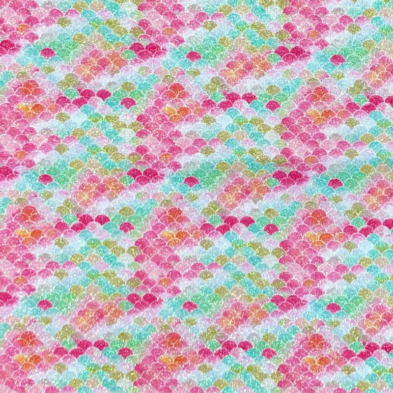 Mermaid Fine Glitter Fabric Sparkly Vinyl Backed Material Decor