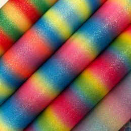 Rainbow Fine Glitter Fabric Sparkly Vinyl Backed Material Decor