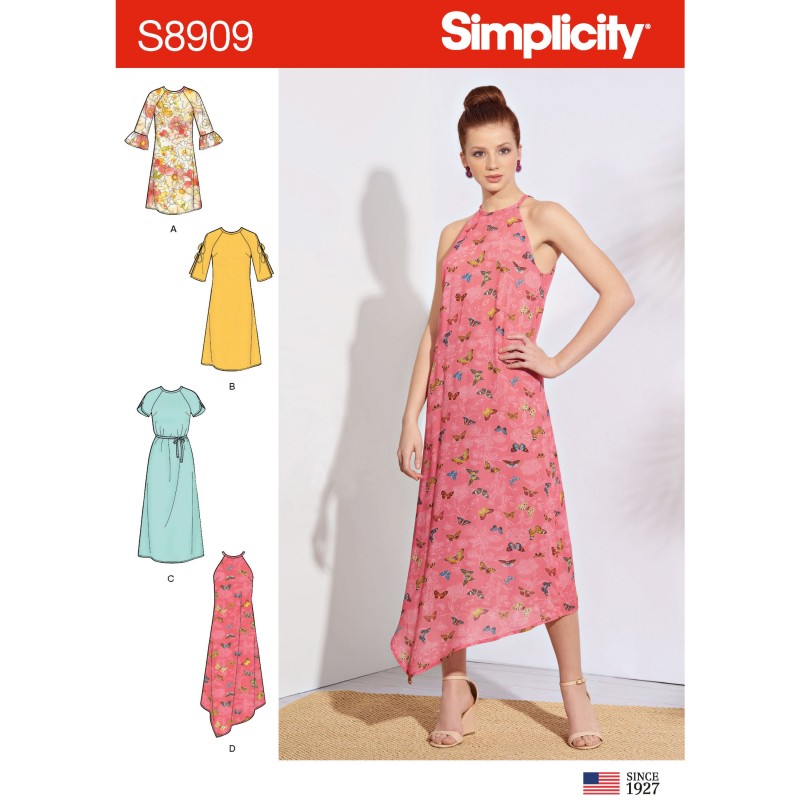 Simplicity Sewing Pattern 8909 Misses' Slip on Dress with Sleeve Options