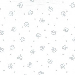 White 100% Cotton Fabric John Louden Christmas Angel Outlines & Stars Festive Xmas