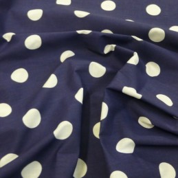 26mm Polka Dots Spots Polycotton Fabric Navy With White Spots