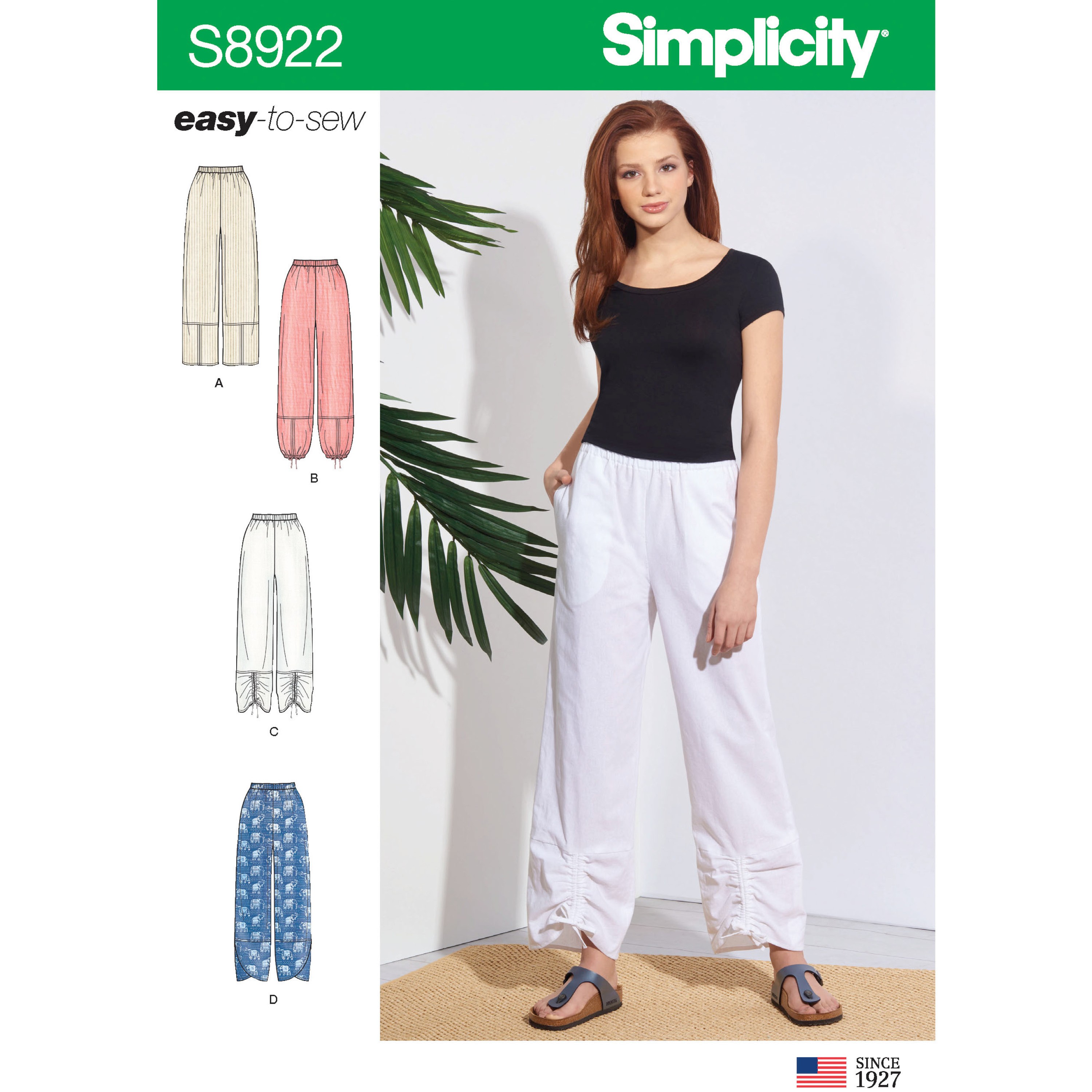 Simplicity Sewing Pattern 8922 Misses’ Comfy Casual Light weight Trousers