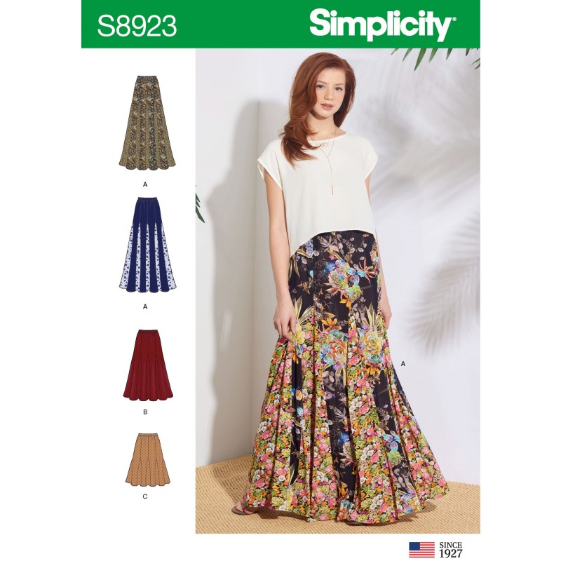 14-16-18-20-22 Size R5 White, Simplicity Sewing Pattern 1616: Misses Knit or Woven Skirts Paper