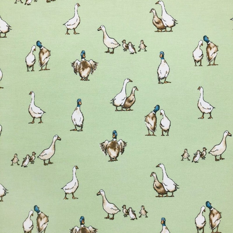 Cotton Rich Linen Look Fabric Curtain Upholstery Shabby Geese Goose Duck