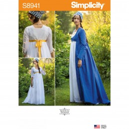 Simplicity Sewing Pattern 8941 Misses’ High Waisted Costume Dress with Sleeves