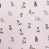 Cotton Rich Linen Look Fabric Playful Shabby Dogs Puppies Curtain Upholstery