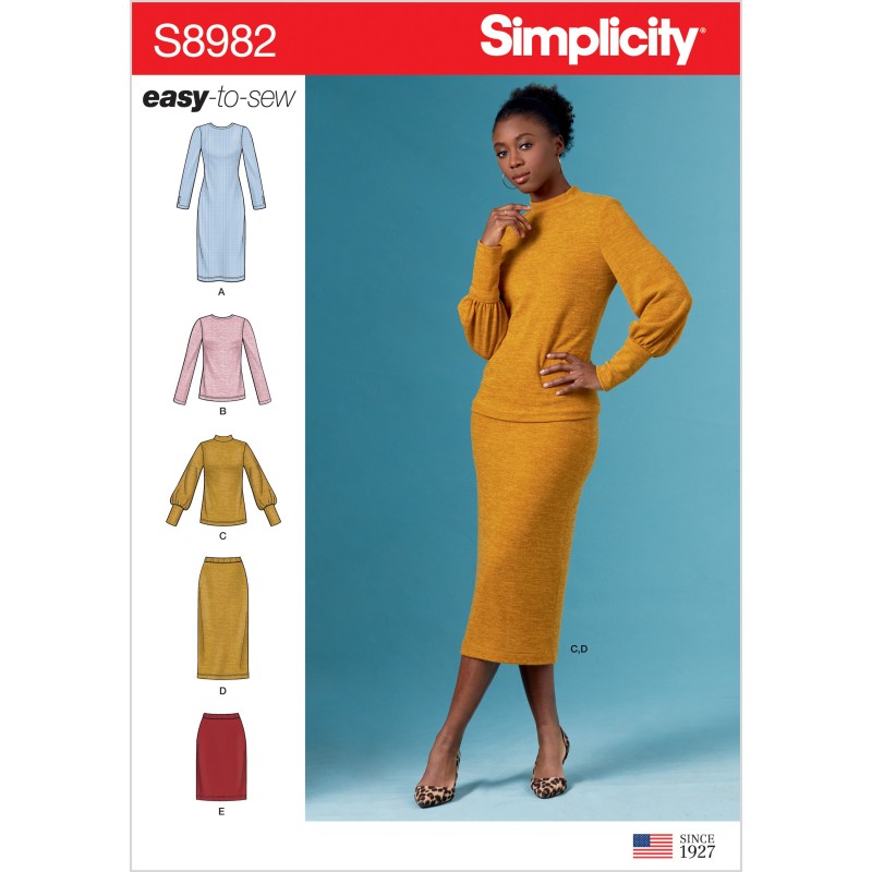 Simplicity Sewing Pattern 8982 Misses' Knit Two Piece Sweater Dress Top