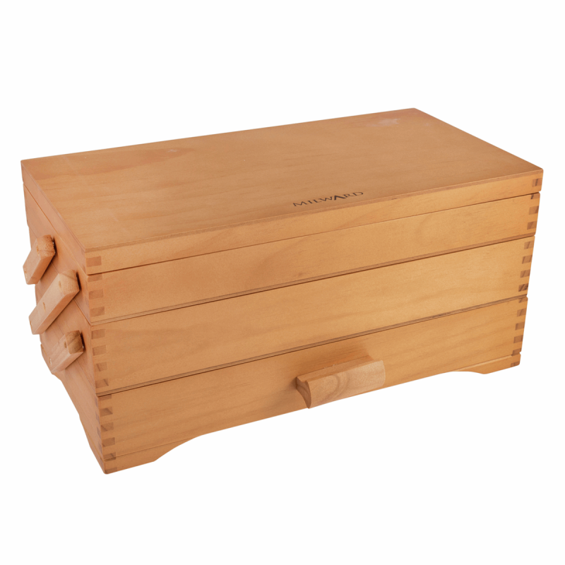 Milward Wooden Cantilever Sewing Box Craft Storage Caddy Collection