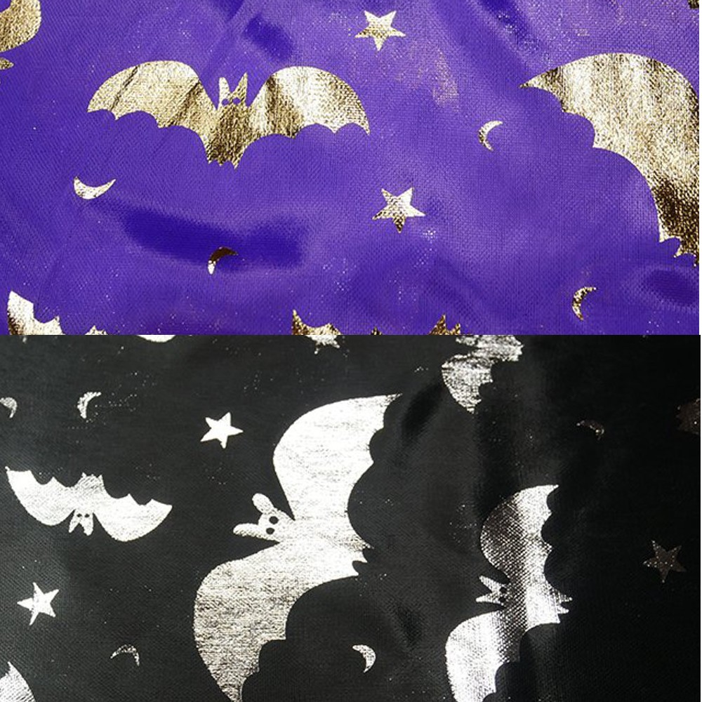 Polyester Silver & Gold Foil Halloween Bats Spooky Metallic