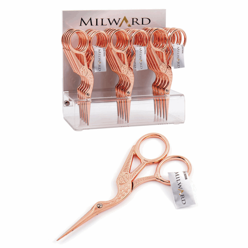 Milward Rose Gold Stork Embroidery Scissors 4.5"/11.5cm Needlework