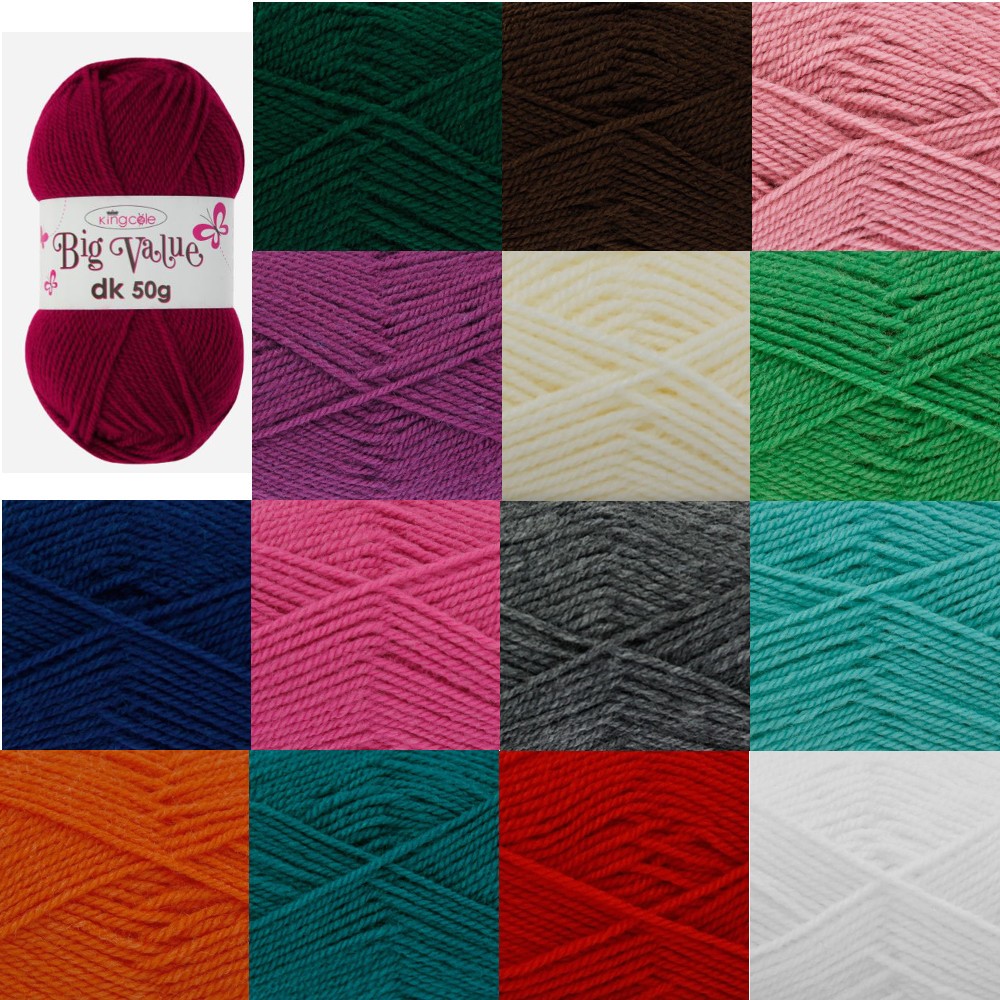 Leaf King Cole Big Value DK Knitting Yarn 50g Double Knit Acrylic Wool