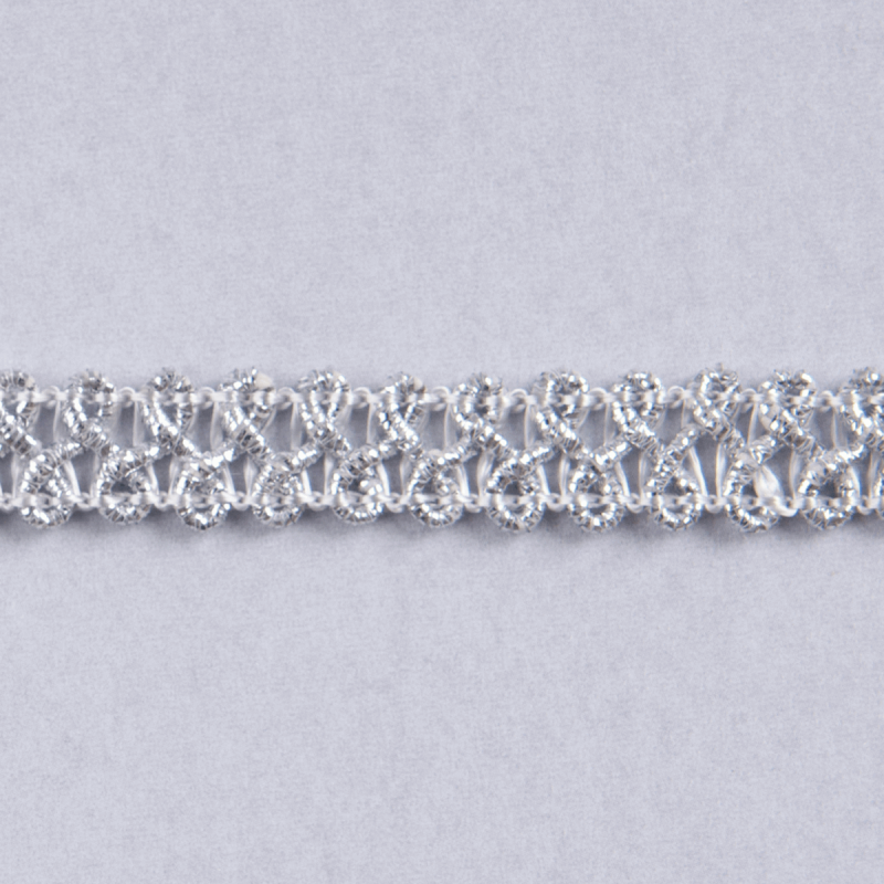 Silver Essential Trimmings 1m x 10mm Metallic Braid Sparkly Trim Plait like