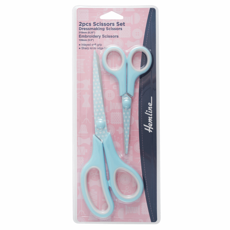 Blue Hemline Scissor Set: Polka Dot: 2 Piece: Pink or Blue Dressmaking & Embroidery