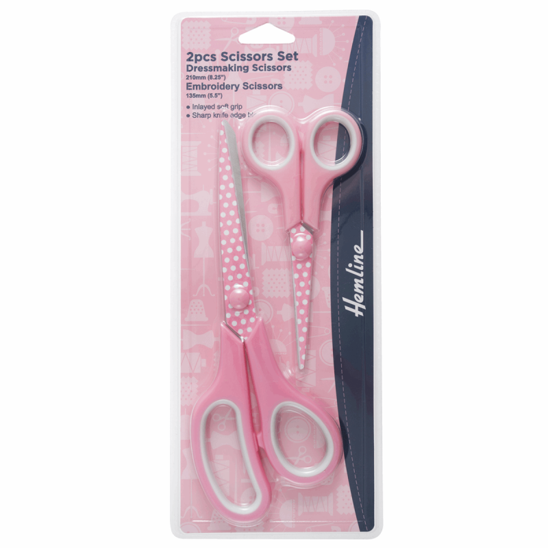 Blue Hemline Scissor Set: Polka Dot: 2 Piece: Pink or Blue Dressmaking & Embroidery