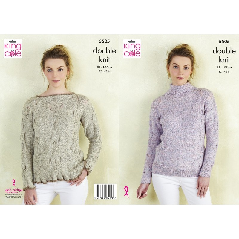 King Cole Knitting Pattern Sweaters: Knitted in Panache DK 5505