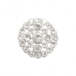 Silver Finestyle 1 x Diamante Button Crystal Rhinestones Round 34mm Shank