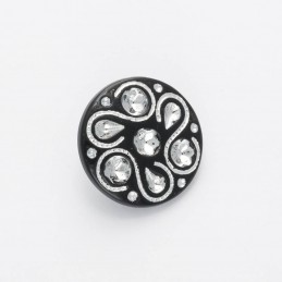 Finestyle Button Diamante Flower Buttons Black Shank Back