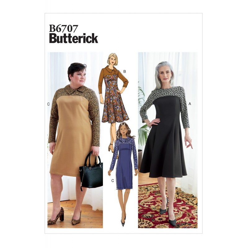 Butterick Sewing Pattern B6707 Womens Fitted Dress With Contrast Yolk