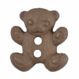 Brown ABC Buttons 18mm Teddy Bear 2 Hole Polyester 24 Lignes