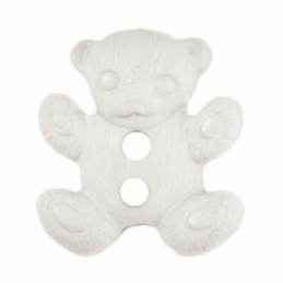 White ABC Buttons 18mm Teddy Bear 2 Hole Polyester 24 Lignes