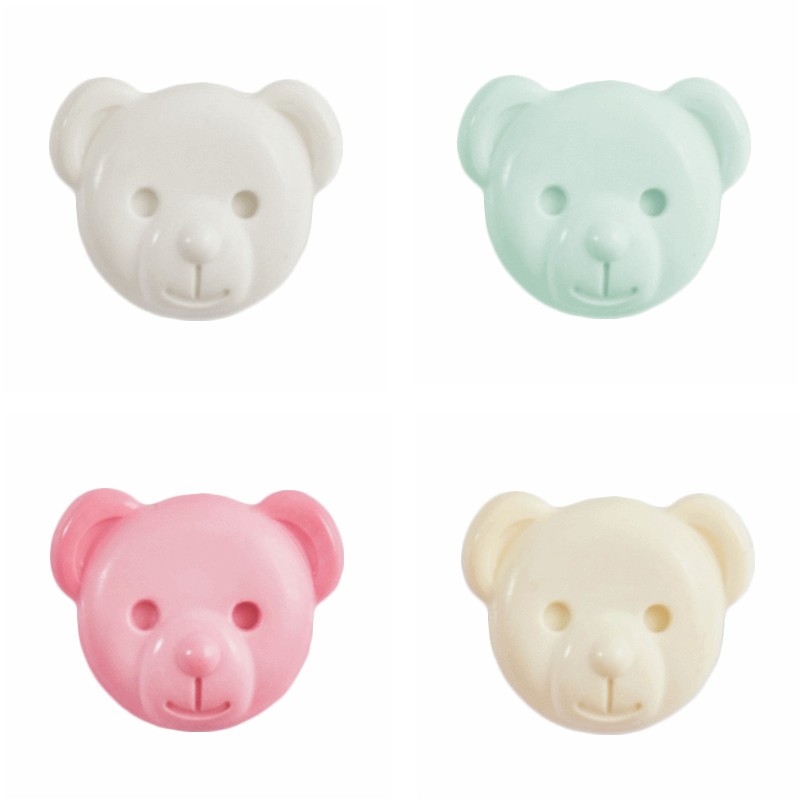 White ABC Buttons 1 x 15mm Teddy Bear Face Button Shank Nylon 24 Lignes