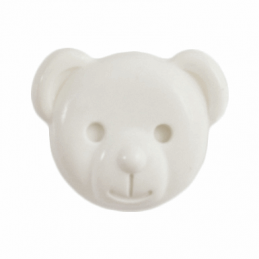 White ABC Buttons 1 x 15mm Teddy Bear Face Button Shank Nylon 24 Lignes