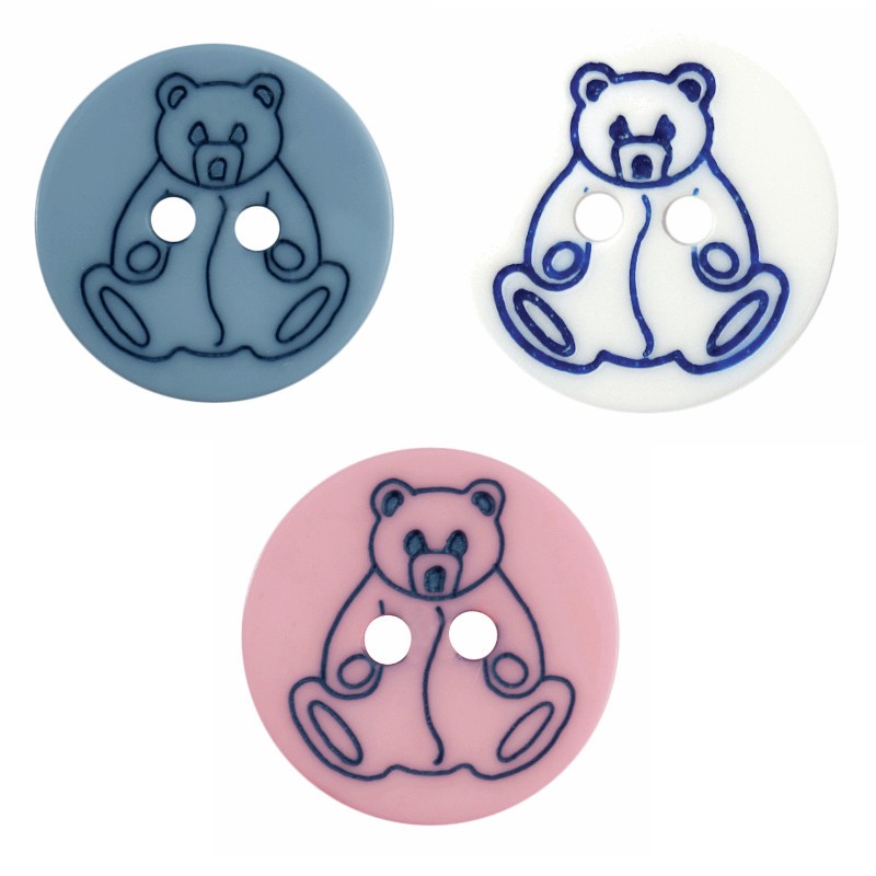 Blue ABC Buttons 1 x Cute Baby Bear Button Poly 2 Hole 13mm or 15mm