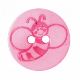 Pink Bee ABC Buttons 1 x 15mm Bumble Bee Button Poly Shank 24 Lignes
