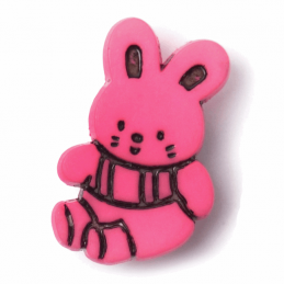Pink ABC Buttons 1 x 21mm Bunny Rabbit Button Nylon Shank 34 Lignes