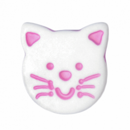 Pink ABC Buttons 1 x 14mm White Cute Cat Face Button Shank Nylon