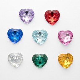 Fine Style Heart Shaped Crystal Effect Sparkly Button Acrylic 2 Hole