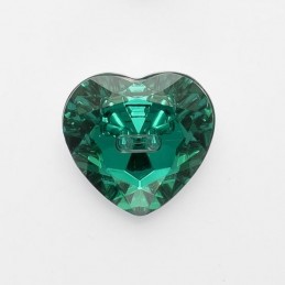 Green Fine Style Heart Shaped Crystal Effect Sparkly Button Acrylic 2 Hole