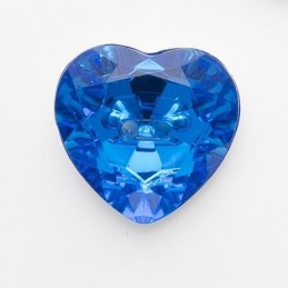 Blue Fine Style Heart Shaped Crystal Effect Sparkly Button Acrylic 2 Hole