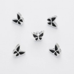1 x Black/Silver Butterfly Buttons 12mm Plastic Shank Novelty Button