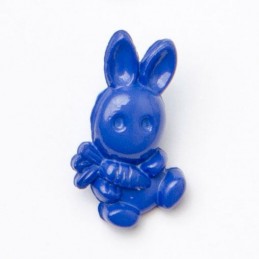 Royal Blue 1 x Bunny Rabbit Carrot Button 20mm x 12mm Plastic Shank Novelty Buttons