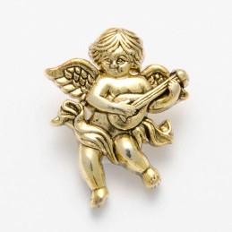1 x Cherub with Lyre Button 28mm ABS Plastic Shank Novelty Antique Gold