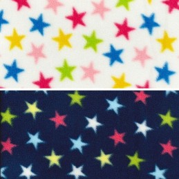 Printed Polar Anti Pil Fleece Fabric Multi Coloured Stars Party Fun 