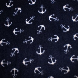 Printed Polar Anti Pil Fleece Fabric Nautical Anchor Sailor Sailing Ocean Navy
